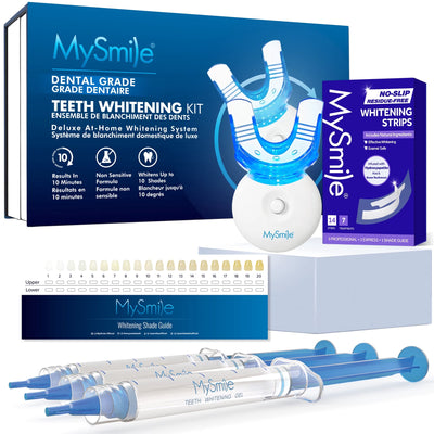 Teeth Whitening Kit & Teeth Whitening Strips, Non-Sensitive Teeth Whitening Gel, 5-LED Teeth Whitening Light, Remove Years of Stains, Mint