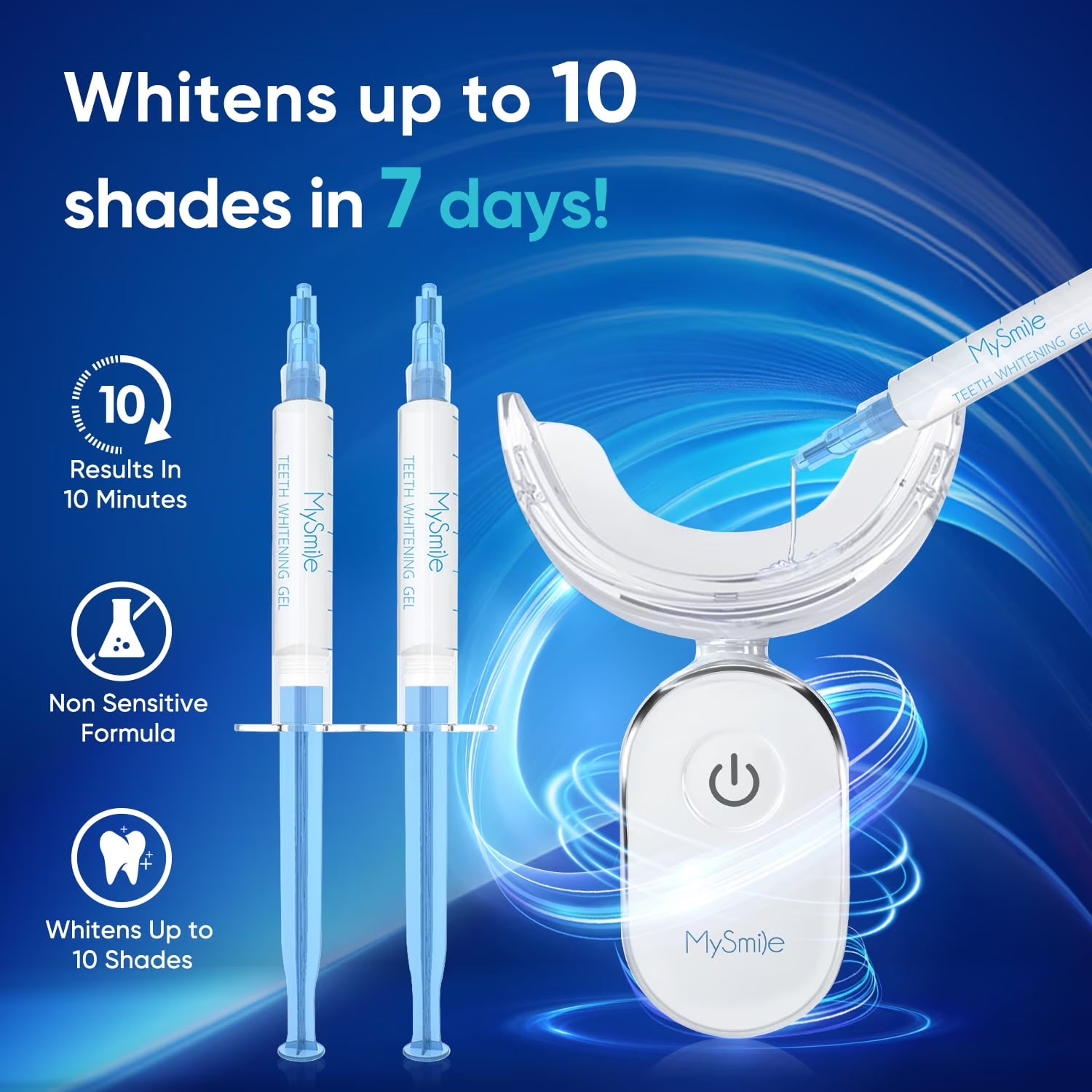 Teeth Whitening Gel Refill Pack, 3 X 3Ml Gentle Enamel Safe Non-Sensitive Whitening Gel for Teeth Whitening Kit, 2Pcs Teeth Whitening Strips, No Light, Mint, 1 Pack